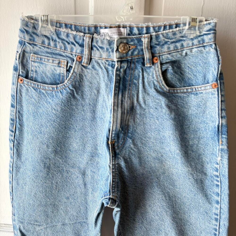 Zara Mom Jeans Womens 4 Straight High Waisted Classic 90s Light Wash Denim - Picture 2 of 7